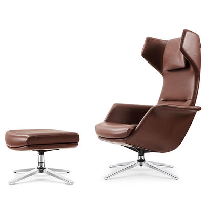 Modern revolving leisure chair with footstool