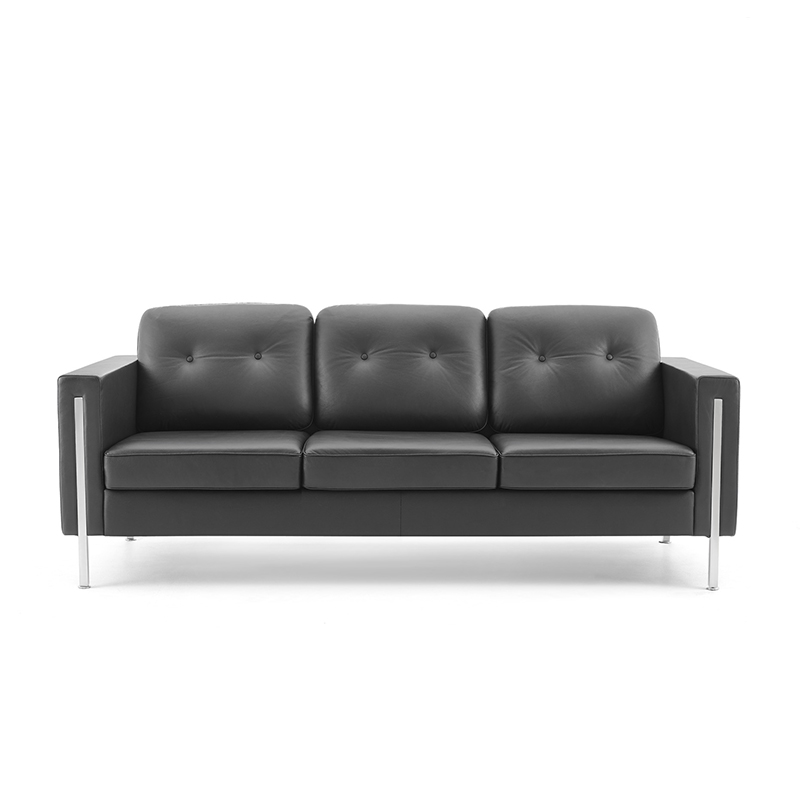 product-Black Minimalist Style 3 Seater Reception Office Leather Sofa FU8001-Furicco-img-1