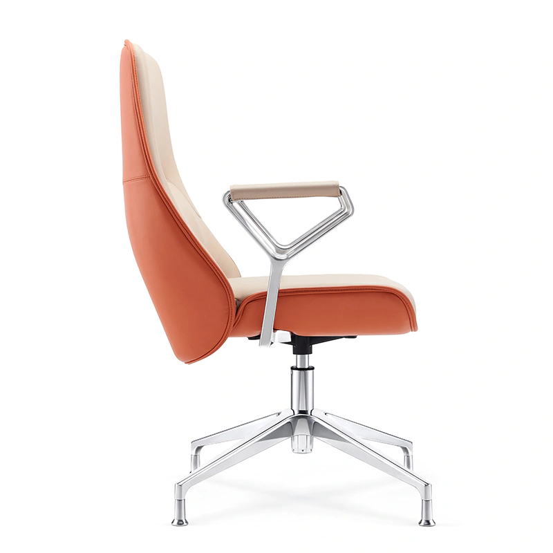 product-Orange Leather Office Chair Factory Direct Production High Quality Brown Leather Office Chai-1