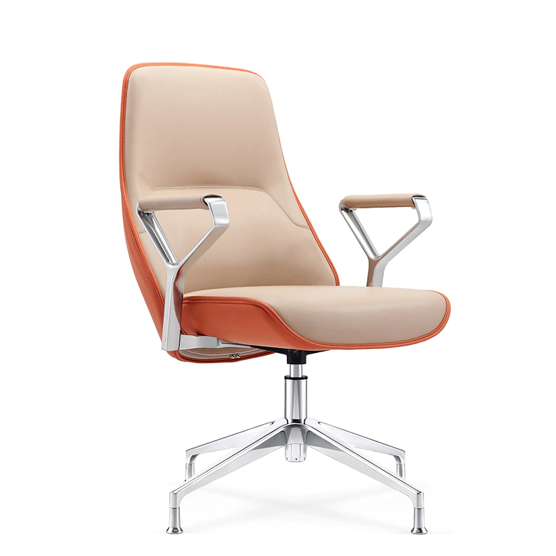 product-Furicco-Orange Leather Office Chair Factory Direct Production High Quality Brown Leather Off