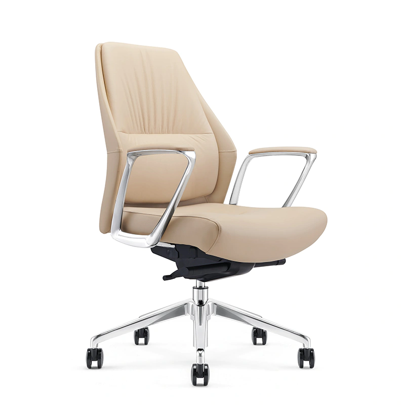product-Furicco-FURICCO Modern Mid Back Swivel Office Chair Waiting Room Genuine Leather Visitor Cha