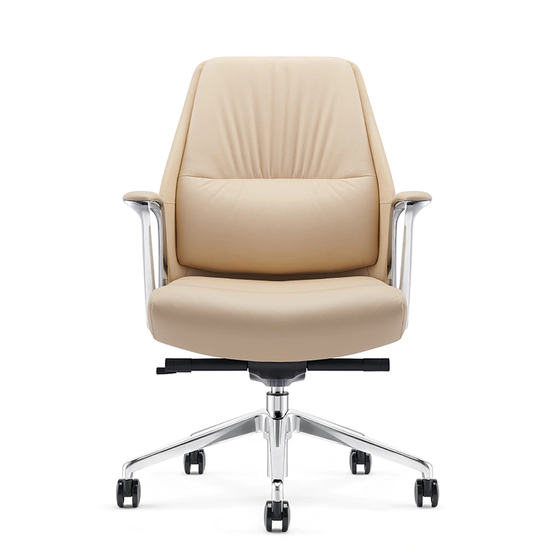 product-FURICCO Modern Mid Back Swivel Office Chair Waiting Room Genuine Leather Visitor Chair B1826-1